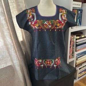 Embroidered one of a kind denim shirt